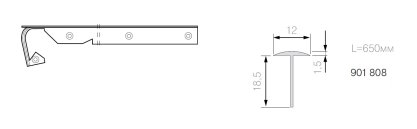 Стыковочная планка 12х18,5х1,5 мм, с изгибом