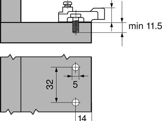 MODUL, монтажная планка 14/32, подъем 3мм, евровинт