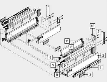 Ящик под мойку TANDEMBOX antaro (192х500) с TIP-ON BLUMOTION, под саморезы, сер., вес ящика до 20 кг