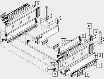 Ящик под мойку TANDEMBOX antaro (224х450), крепление inserta, сер.